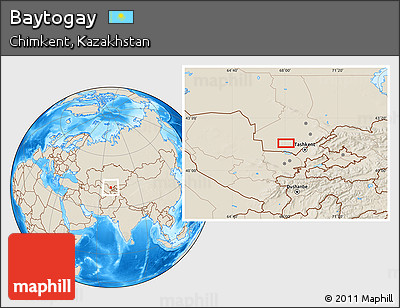 Shaded Relief Location Map of Baytogay