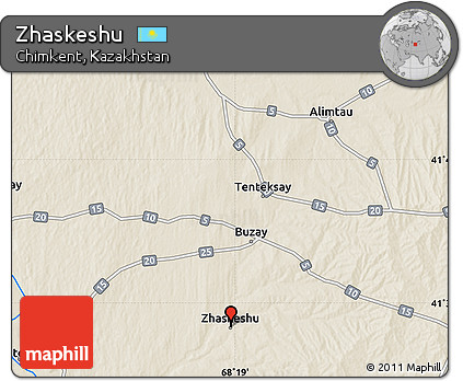 Shaded Relief Map of Zhaskeshu