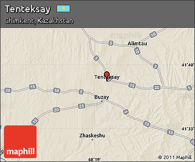 Shaded Relief Map of Tenteksay