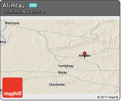 Shaded Relief Panoramic Map of Alimtau