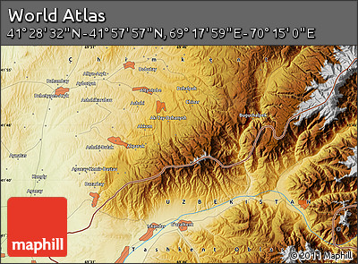Physical Map of the Area around 41° 43' 14" N, 69° 46' 30" E