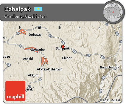 Shaded Relief Map of Dzhalpak