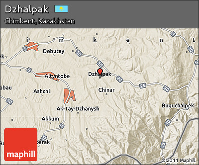 Shaded Relief Map of Dzhalpak