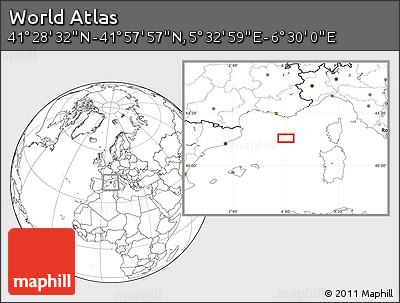 Blank Location Map of the Area around 41° 43' 14" N, 6° 1' 30" E