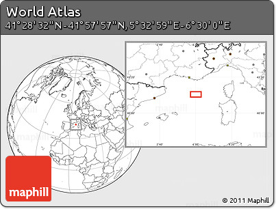 Blank Location Map of the Area around 41° 43' 14" N, 6° 1' 30" E