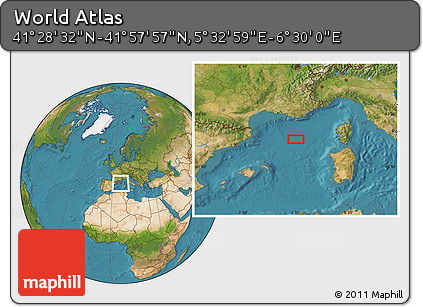 Satellite Location Map of the Area around 41° 43' 14" N, 6° 1' 30" E