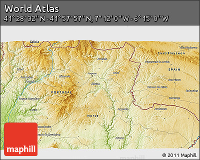 Physical 3D Map of the Area around 41° 43' 14" N, 6° 43' 29" W
