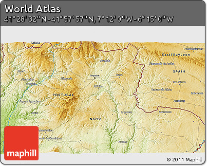 Physical 3D Map of the Area around 41° 43' 14" N, 6° 43' 29" W