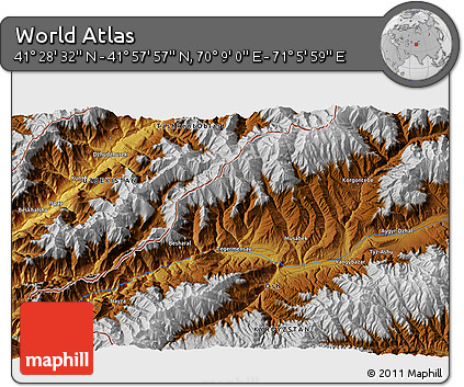 Physical 3D Map of the Area around 41° 43' 14" N, 70° 37' 30" E