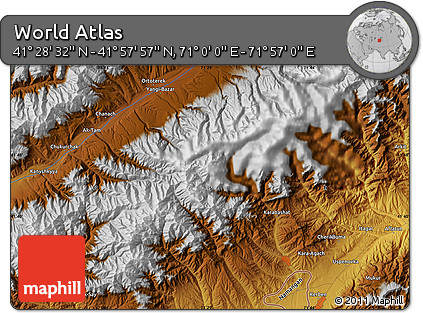 Physical Map of the Area around 41° 43' 14" N, 71° 28' 29" E