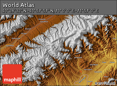 Physical Map of the Area around 41° 43' 14" N, 71° 28' 29" E