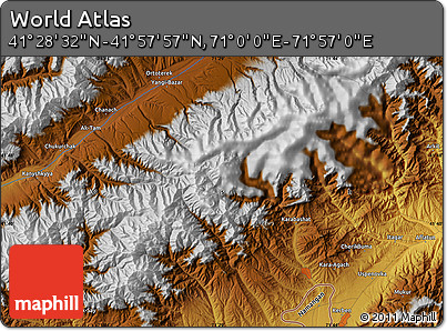Physical Map of the Area around 41° 43' 14" N, 71° 28' 29" E