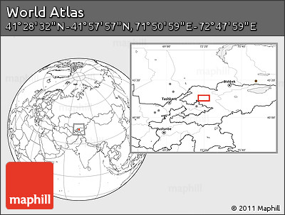 Blank Location Map of the Area around 41° 43' 14" N, 72° 19' 29" E