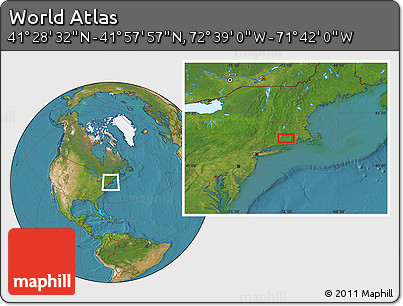 Satellite Location Map of the Area around 41° 43' 14" N, 72° 10' 30" W