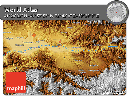 Physical Map of the Area around 41° 43' 14" N, 73° 10' 30" E