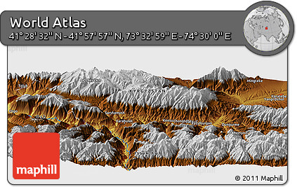 Physical Panoramic Map of the Area around 41° 43' 14" N, 74° 1' 30" E