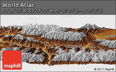 Physical Panoramic Map of the Area around 41° 43' 14" N, 74° 1' 30" E