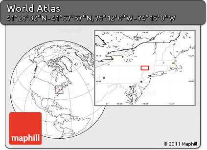 Blank Location Map of the Area around 41° 43' 14" N, 74° 43' 29" W