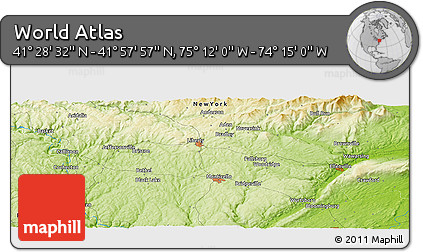 Physical Panoramic Map of the Area around 41° 43' 14" N, 74° 43' 29" W