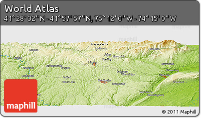 Physical Panoramic Map of the Area around 41° 43' 14" N, 74° 43' 29" W