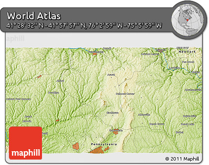Physical 3D Map of the Area around 41° 43' 14" N, 75° 34' 29" W