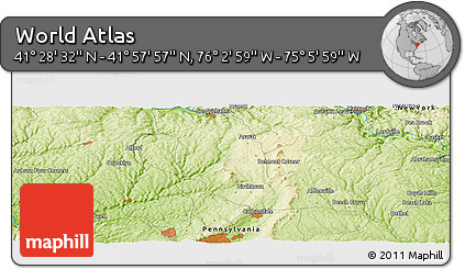 Physical Panoramic Map of the Area around 41° 43' 14" N, 75° 34' 29" W