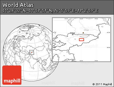 Blank Location Map of the Area around 41° 43' 14" N, 76° 34' 29" E