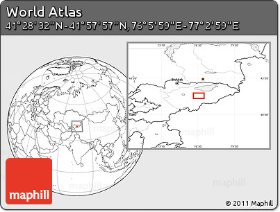 Blank Location Map of the Area around 41° 43' 14" N, 76° 34' 29" E