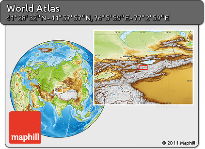 Physical Location Map of the Area around 41° 43' 14" N, 76° 34' 29" E