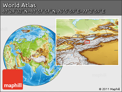 Physical Location Map of the Area around 41° 43' 14" N, 76° 34' 29" E