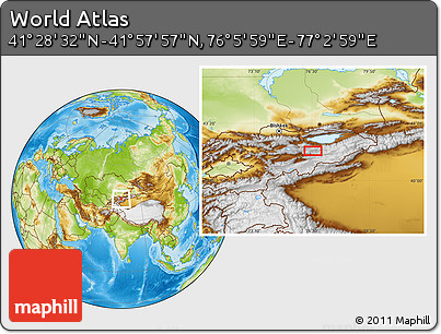 Physical Location Map of the Area around 41° 43' 14" N, 76° 34' 29" E