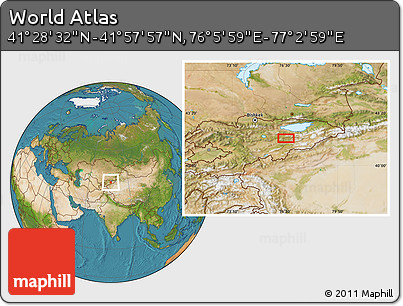 Satellite Location Map of the Area around 41° 43' 14" N, 76° 34' 29" E