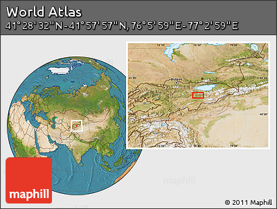 Satellite Location Map of the Area around 41° 43' 14" N, 76° 34' 29" E