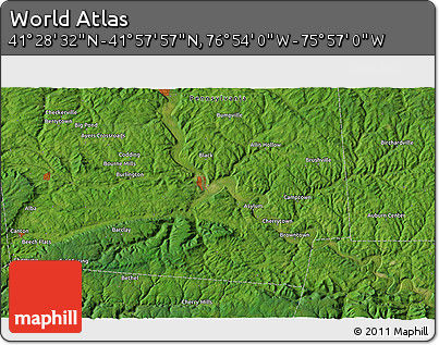 Satellite 3D Map of the Area around 41° 43' 14" N, 76° 25' 30" W
