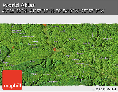 Satellite 3D Map of the Area around 41° 43' 14" N, 76° 25' 30" W