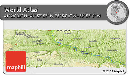 Physical Panoramic Map of the Area around 41° 43' 14" N, 76° 25' 30" W
