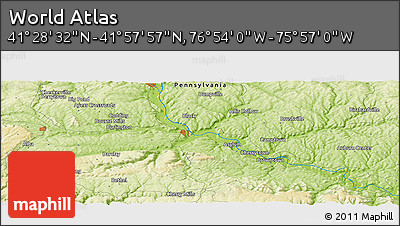Physical Panoramic Map of the Area around 41° 43' 14" N, 76° 25' 30" W