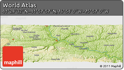 Physical Panoramic Map of the Area around 41° 43' 14" N, 76° 25' 30" W