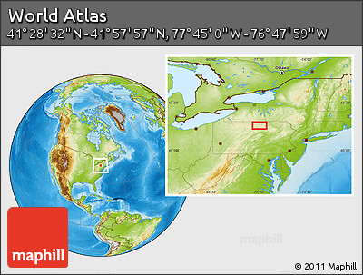 Physical Location Map of the Area around 41° 43' 14" N, 77° 16' 30" W