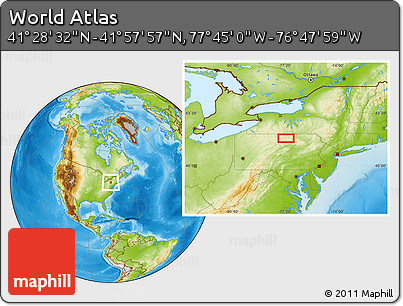 Physical Location Map of the Area around 41° 43' 14" N, 77° 16' 30" W