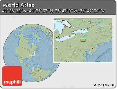 Savanna Style Location Map of the Area around 41° 43' 14" N, 77° 16' 30" W, hill shading