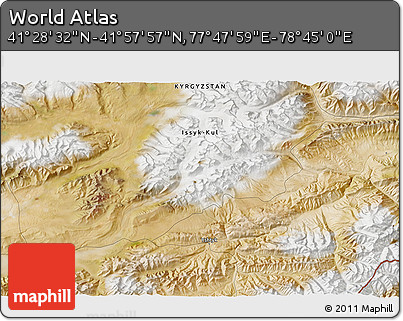Satellite 3D Map of the Area around 41° 43' 14" N, 78° 16' 30" E