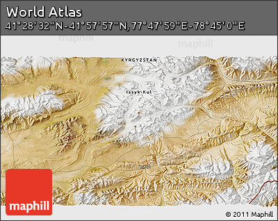 Satellite 3D Map of the Area around 41° 43' 14" N, 78° 16' 30" E