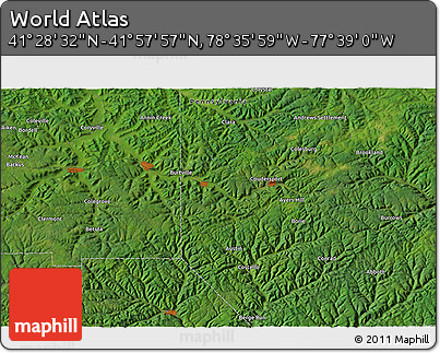 Satellite 3D Map of the Area around 41° 43' 14" N, 78° 7' 30" W