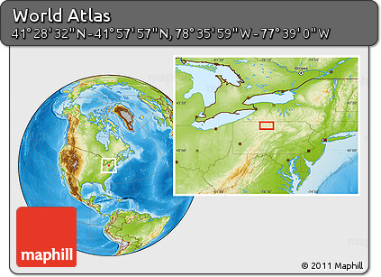 Physical Location Map of the Area around 41° 43' 14" N, 78° 7' 30" W