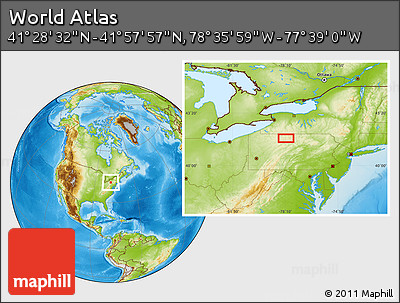 Physical Location Map of the Area around 41° 43' 14" N, 78° 7' 30" W