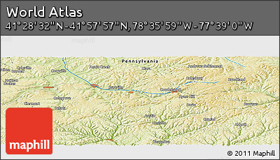 Physical Panoramic Map of the Area around 41° 43' 14" N, 78° 7' 30" W