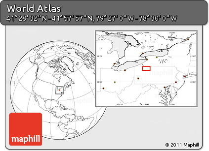 Blank Location Map of the Area around 41° 43' 14" N, 78° 58' 29" W