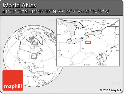 Blank Location Map of the Area around 41° 43' 14" N, 78° 58' 29" W
