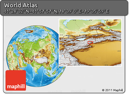Physical Location Map of the Area around 41° 43' 14" N, 79° 7' 30" E
